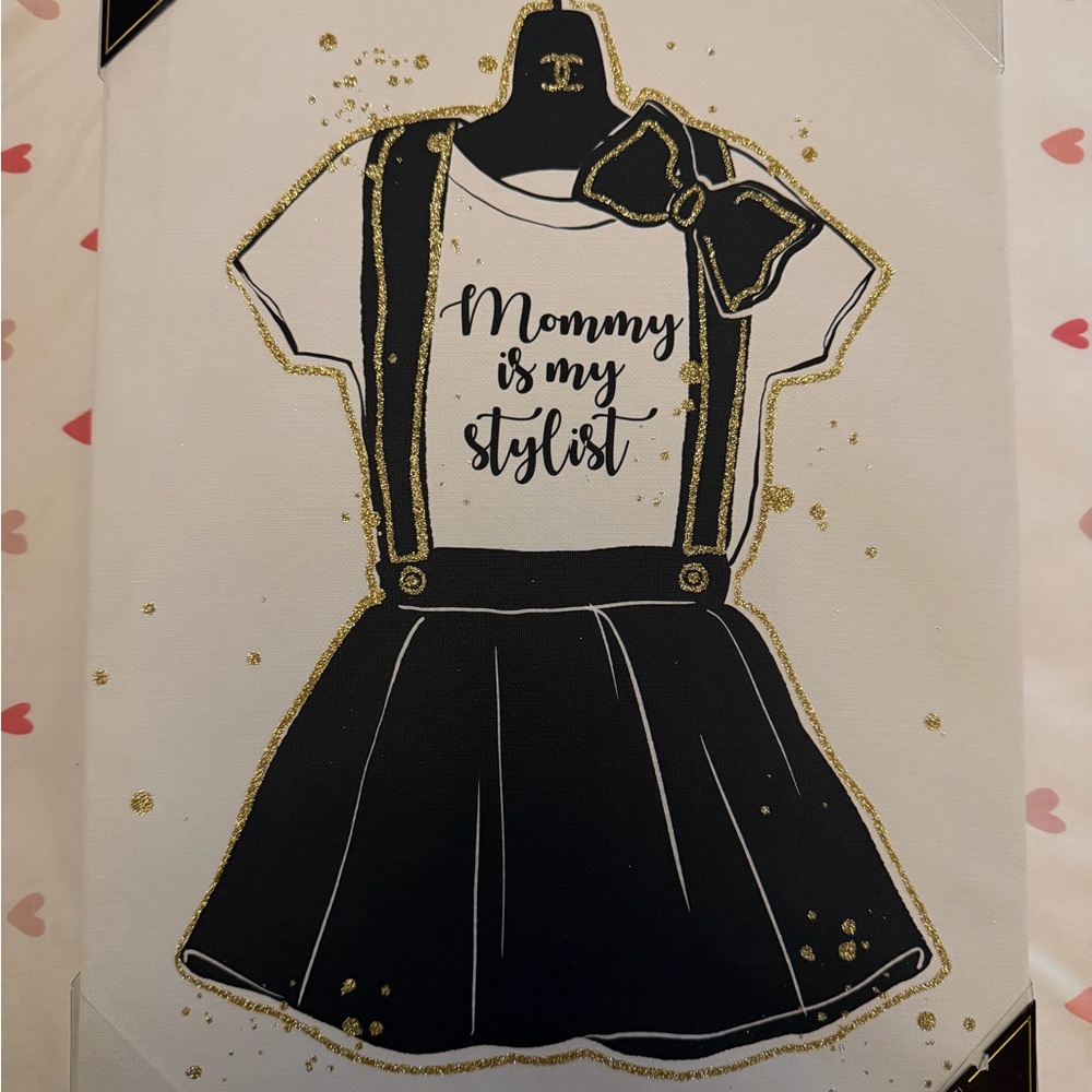 OLIVER GAL CC CANVAS ART WALL FRAME MOMMY IS MY STYLIST LUXURY DRESS BOW GOLD